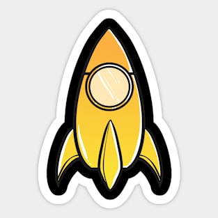 Vintage Retro Yellow Orange Rocket Take Off Sticker